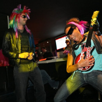 soirée, skyboard, rock band, étoile