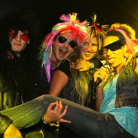 soirée, skyboard, rock band, étoile