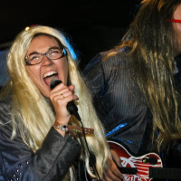 soirée, skyboard, rock band, étoile