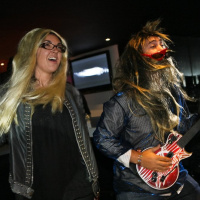 soirée, skyboard, rock band, étoile