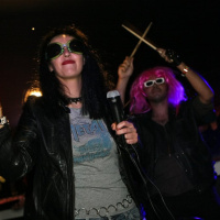 soirée, skyboard, rock band, étoile