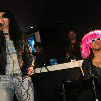 soirée, skyboard, rock band, étoile