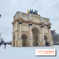 La Neige à Paris - arc de triomphe du Carrousel musée du Louvre
