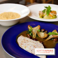Cucina, Ducasse à la Maison de la Mutualité : bar rôti, polenta et légmumes