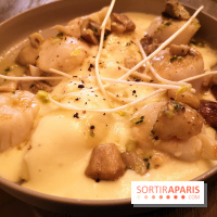 Madame Claude - Restaurant Paris 15ème - Coquilles Saint-Jacques D'Erquy, fricassée de cèpes, mousseline de pomme de terre bien beurrée