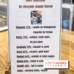 Chocolats chauds de Une Glace à Paris - menu