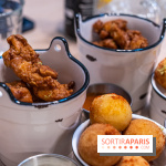 Jòia Bun - restaurant de burgers - Hélène Darroze -  croquetas fourrées aux macaronis au fromage - poulet frit