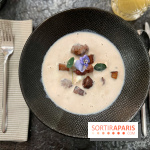 Ma Dame, le restaurant de l'hôtel Marignan Champs-Elysées - Bouillon châtaignes guanciale ricotta