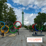 Jeux olympiques et paralympiques Paris 2024 - Visuel - Bastille - anneaux
