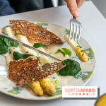 Le Café Mirette, l'excellent resto à la Fondation Pernod, côté Gare Saint-Lazare -  asperges blanches