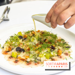 La terrasse du Jardin Privé à Châtelet Les Halles en mode barbecue  -  carpaccio de bar