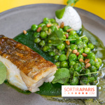 Belle Maison, Bistrot iodé, restaurant de poissons et fruits de mer Paris 9 -  Cabillaud cresson et petits pois 