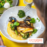 Belle Maison, Bistrot iodé, restaurant de poissons et fruits de mer Paris 9 -  merlu crustacés et brocoli