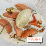 Belle Maison, Bistrot iodé, restaurant de poissons et fruits de mer Paris 9 -  rhubarbe pochée glace mentholée