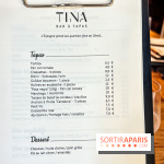 Tina restaurant - bar à Tapas Paris 6  - carte - menu