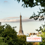 La terrasse dans un jardin avec vue Tour Eiffel du Marguerite 1606 au Domaine de la Reine Margot