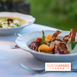 La terrasse dans un jardin avec vue Tour Eiffel du Marguerite 1606 au Domaine de la Reine Margot -  A7C1365