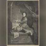 iinstitut suedois expo permanente - Jean Daullé (1703 1763), Le savant Pierre Louis Moreau de Maupertuis en costume sami.Gravure au burin sur papier. Photo Erik Cornelius   Nationalmuseum