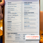 Ukiyo Ramen à Paris - menu - carte