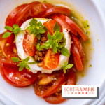 La terrasse jardin du Sax Hotel avec piscine - tomate burrata