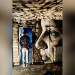 Woman face by David Walker street art wall graffiti Tour Paris 13 Galerie Itinerrance Gallery project