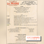 La Prairie du petit resto : la carte