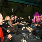 soirée, skyboard, rock band, étoile