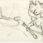 Étude de centaure, circa 1940, crayon sur papier, 9,9 x 15,6 cm