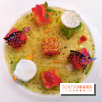 Le Laurent - Fraîcheur de tomates perlées à l'huile de basilic, pastèque au yuzu, meringue citronnée