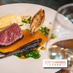 Sphère restaurant Paris 8e - bœuf Simmental - carotte violette - mousseline cresson - écrasé de pomme de terre