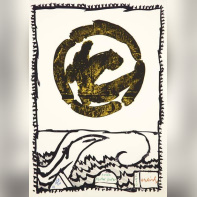 Pierre Alechinsky pour Michel Butor 2010, signée et numérotée Lithographie réalisée pour un portfolio publié à l’occasion de l’achèvement de la publication des œuvres complètes de Michel Butor aux Éditions de la Différence. 99 exemplaires. Editions de la Différence