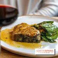Ambos restaurant Paris - Cristina et Pierre Chomet- cabillaud de ligne - butternut - épinards