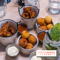 Jòia Bun - restaurant de burgers - Hélène Darroze -  croquetas fourrées aux macaronis au fromage - poulet frit