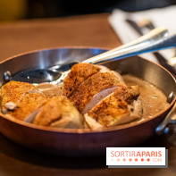 Bistrot Podium, le restaurant festif avec la carte de Glenn Viel -  la volaille cuite sur coffre