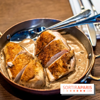 Bistrot Podium, le restaurant festif avec la carte de Glenn Viel -  la volaille cuite sur coffre