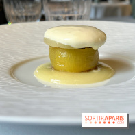 Menu chasse Le Gabriel, La Réserve - Dessert kiwi, noisette, Chartreuse