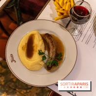 Le Bouillon Julien, la brasserie au sublime décor art nouveau, son menu et ses plats -  saucisse purée
