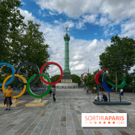 Jeux olympiques et paralympiques Paris 2024 - Visuel - Bastille - anneaux