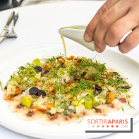 La terrasse du Jardin Privé à Châtelet Les Halles en mode barbecue  -  carpaccio de bar