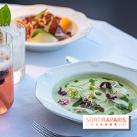 La terrasse dans un jardin avec vue Tour Eiffel du Marguerite 1606 au Domaine de la Reine Margot -  A7C1361