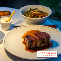 La terrasse dans un jardin avec vue Tour Eiffel du Marguerite 1606 au Domaine de la Reine Margot -  A7C1366