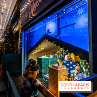 Inauguration des vitrines et décorations de Noël du BHV Marais 2024 avec Léna Mahfouf, Adriana Karembeu et Marc Lavoine