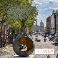 Exposition en plein air des œuvres monumentales d'Andrea Roggi, quartier Faubourg Saint-Honoré