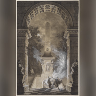 iinstitut suedois expo permanente - Louis Jean Desprez (1743 1804), Décors pour Sémiramis de Voltaire. Gouache sur papier. Photo Cecilia Heisser   Nationalmuseum