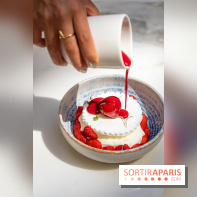 Maison Delano restaurant et terrasse cachée Paris 8e - dessert de fraises