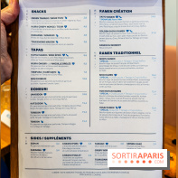 Ukiyo Ramen à Paris - menu - carte