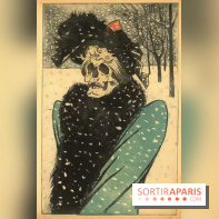 La Mort en fourrures, Eugène Delâtre, vers 1897 Eau-forte et aquatinte en couleurs - 32,5 x 50,5 cm