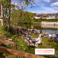 La terrasse du Moulin de Nemours, la guinguette estivale en bord de Loing 77
