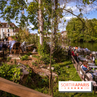 La terrasse du Moulin de Nemours, la guinguette estivale en bord de Loing 77