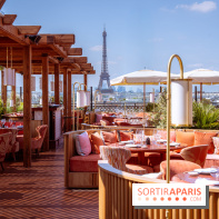 La terrasse en rooftop du Kinugawa à l'hôtel Sax Paris 7e